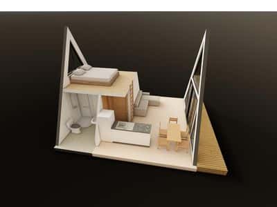A-frame Innenansicht 3D